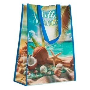 Sac de vară cu model nisip și scoici, 36x13x46cm
