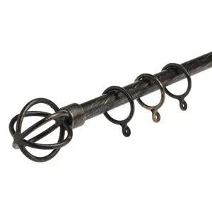 Galerie pentru perdele extensibilă, metalică, neagră, finisaj brushed, 110-210 cm