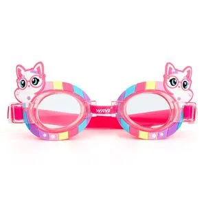 Ochelari de înot pentru copii, silicon, fucsia, model pisică, anti-fog, protecție UV, 3-6 ani