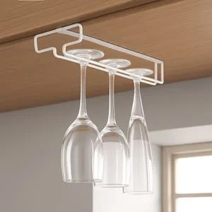 Suport Metalic pentru Pahare de Vin, 26cm, Alb