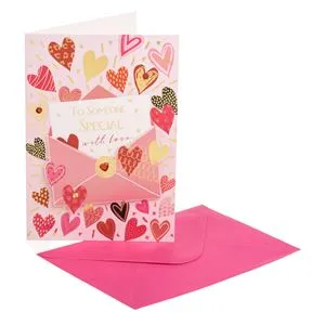 Felicitare de Dragoste cu Model Litera cu Inimi, 13x19cm, cu Plic
