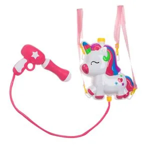 Pistol de apă cu rucsac unicorn, Set 2 buc, Alb și Roz, 22x8x28cm