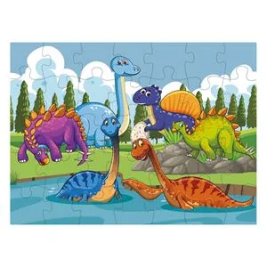 Puzzle dinozauri pe lac 35 piese jumbo multicolor