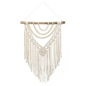 Macrame de Perete Ecru din Bumbac cu Franjuri - Decorare Boho