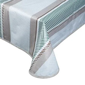 Fata de masa de vara cu model zigzag si dungi, vinil, 180x140cm, gri