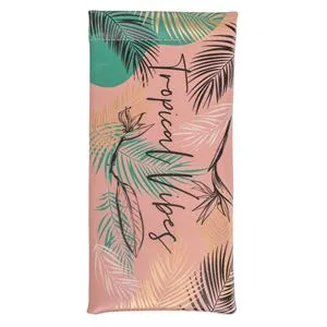 Husă pentru ochelari cu arc, roz, model frunze tropicale