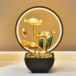 Fantană Decorativă cu LED și Frunze Aurii pentru Interior
