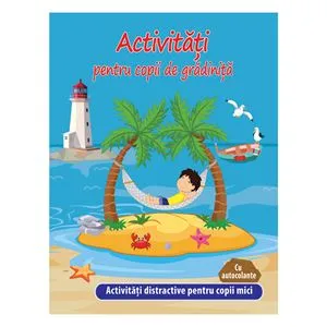 Carte cu Activități de Vară pentru Copii de Grădiniță, cu Autocolante, A4, 12 File