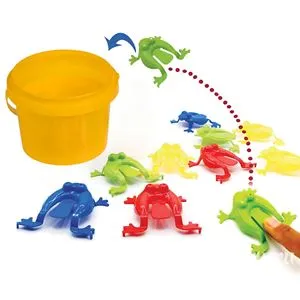 Joc de societate cu broscuțe săltărețe și găleată, Multicolor, Plastic