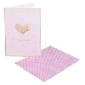Felicitare de Dragoste cu Inimi Confetti și Paiete, 12x17 cm