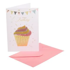 Felicitare Zi de Naștere cu Cupcake 3D Auriu, Cadou Elegant