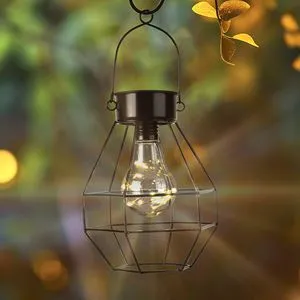 Felinar Solar Geometric cu Bec LED – Design de Lanternă Metalică
