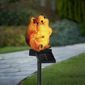 Lampa Solară cu Figurina de Veveriță și Lumină Caldă