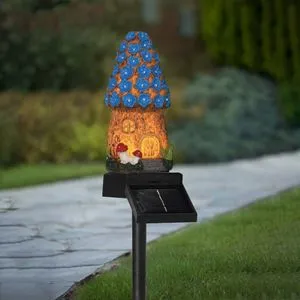 Lampa Solară cu Design Casa în Copac LED Alb Cald
