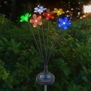 Lampa solară stick cu buchet de flori colorate