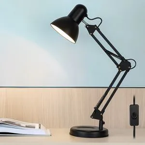 Lampa de birou cu brat pliabil, neagra, E27