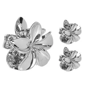 Set 3 Clame de Par Argintii cu Model Floare de Orhidee pentru Femei