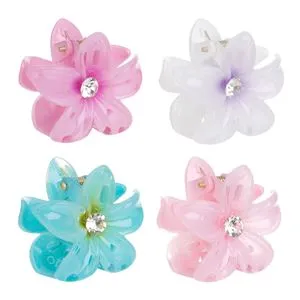 Clame Par Femei Model Orhidee cu Strass, 4 Bucăți, 4 cm, Culori Asortate