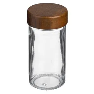 Piperniță din sticlă transparentă cu capac din lemn