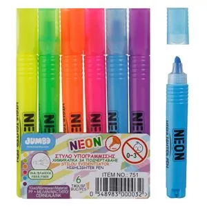 Set 6 Evidențiatoare Subțiri în Culori Neon pentru Subliniere