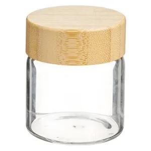 Borcan de sticlă borosilicată cu capac din bambus pentru depozitare