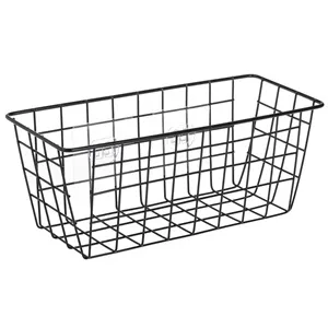 Raft Metalic Negru cu Carlige Autocolante pentru Baie