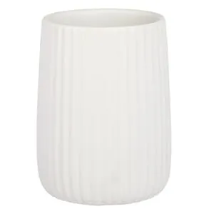 Suport Ceramic pentru Periute de Dinti Alb cu Dungi Verticale