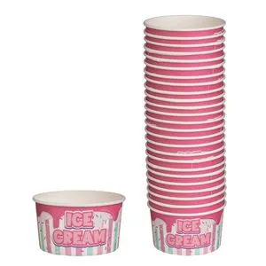 Set Cupe din Carton pentru Inghetata, 240 ml, 25 buc, Roz