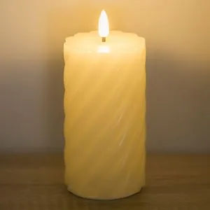 Lumanare LED cu efect de flacara ecru cu lumina calda