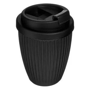 Pahar plastic negru cu capac design vertical