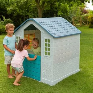 Casa de Joaca pentru Copii, Gri si Verde, 109x95x87.5cm