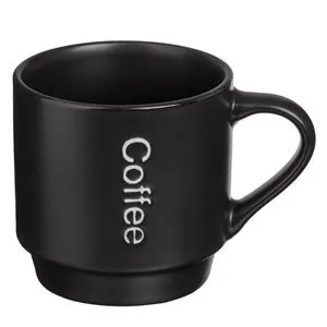 Cană Ceramică Neagră cu Imprimeu Reliefat Coffee 320ml