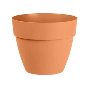 Ghiveci Rotunde din Plastic Teracota cu Sistem de Scurgere