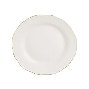 Farfurie portelan off white cu margine ondulată și finisaj auriu