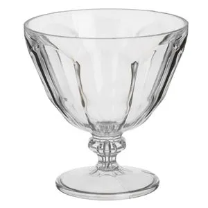 Bol din plastic transparent cu picior pentru inghetata, 300 ml, model dungat