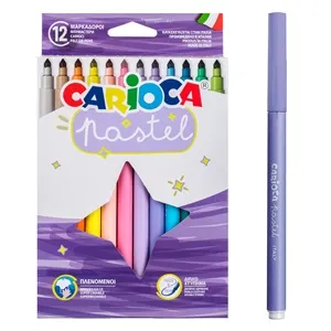 Set 12 Carioci Subtiri Lavabile cu Culori Pastel pentru Copii