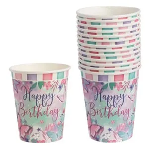 Set de 12 pahare de petrecere multicolor Happy Birthday