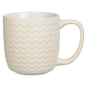 Cană pentru cafea bejă cu model reliefat valuros 380ml