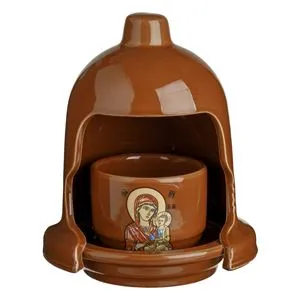 Candela Ceramică Maroasă cu Pahar și Sfânta Maria Ø13x17cm