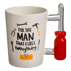 Cana Decorativă Ceramică cu Maner Șurubelniță și Mesaj Motivator