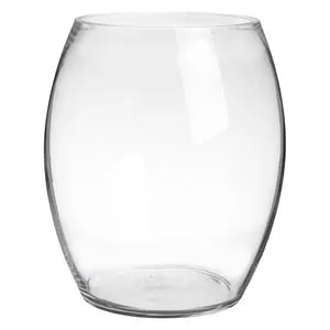 Vază decorativă din sticlă transparentă, formă clasică ovală, Ø17x19.5cm