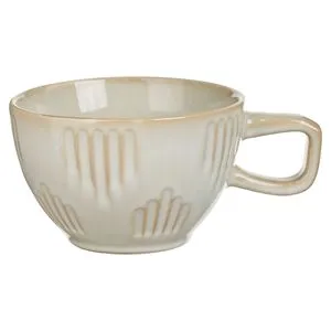 Cana Ceramică Gri-Maro cu Maner Patrat și Linie Gravate