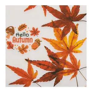 Serviete de masă toamnă cu frunze portocalii Hello Autumn