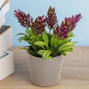 Ghivec decorativ cu planta artificiala roz taupe 6x14 cm