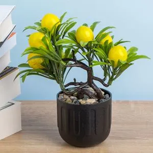 Ghiveci decorativi negri cu plante artificiale de interior