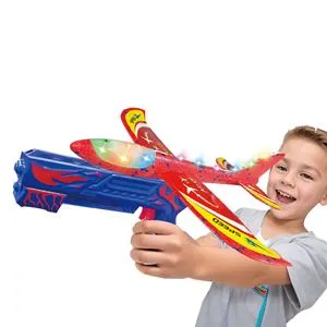 Lansator avion cu LED, 33 cm, roșu și albastru