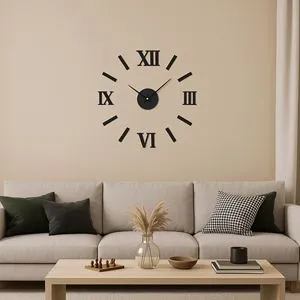 Ceas de perete DIY cu cifre romane, Negru, 60 cm