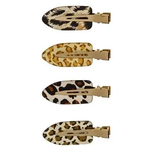 Clame Metalice Par Animal Print cu Detalii Aurii pentru Femei