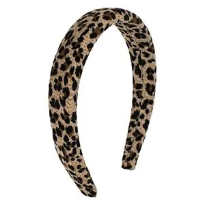 Coroniță de păr lată bej cu imprimeu leopard pentru stil elegant