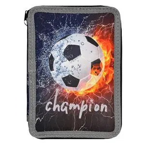 Penar dublu cu minge de fotbal, Negru, 15x4x20cm